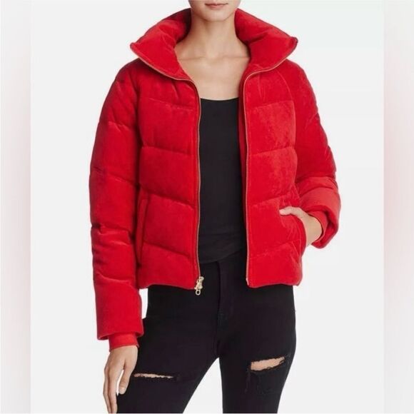 Juicy Couture Jackets & Blazers - Juicy Couture Red Puffer Jacket Stand-Up Collar Cropped, XS